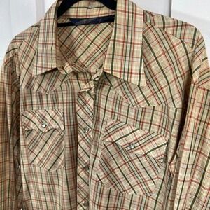 Vintage Lariat Western Pearl Snap Shirt XL Plaid Long Sleeve Cowboy Rodeo